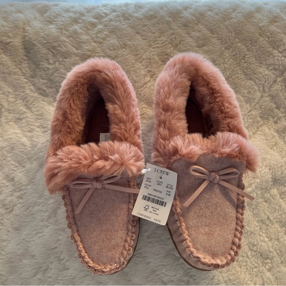 J. Crew Women's Pink Fuzzy Slippers